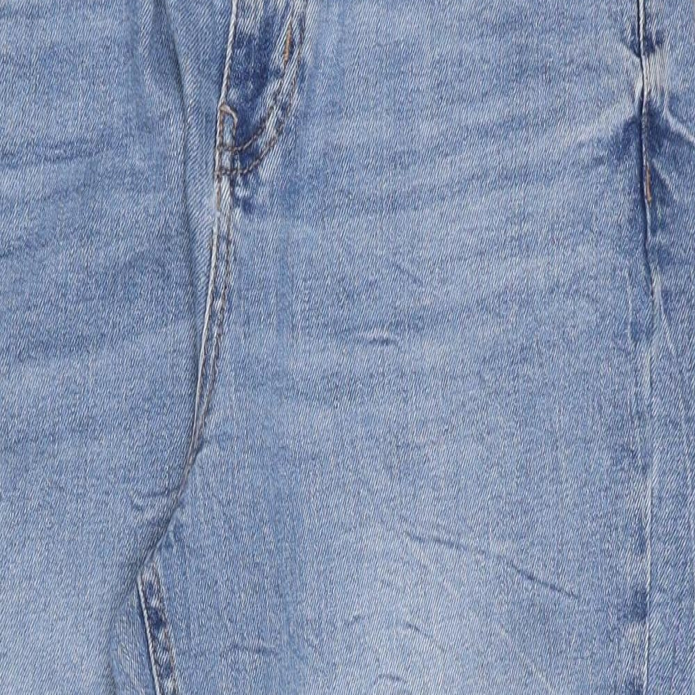Marks and Spencer Womens Blue Cotton Straight Jeans Size 12 Regular Zip