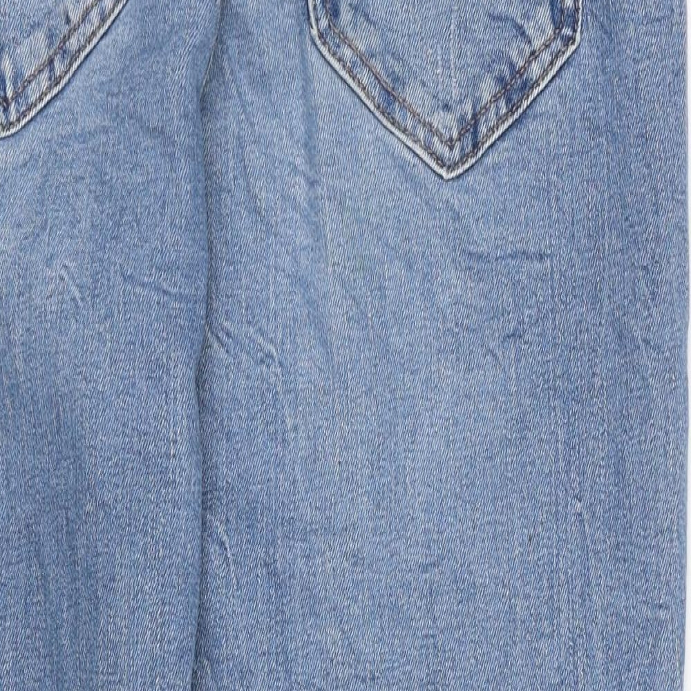 Marks and Spencer Womens Blue Cotton Straight Jeans Size 12 Regular Zip