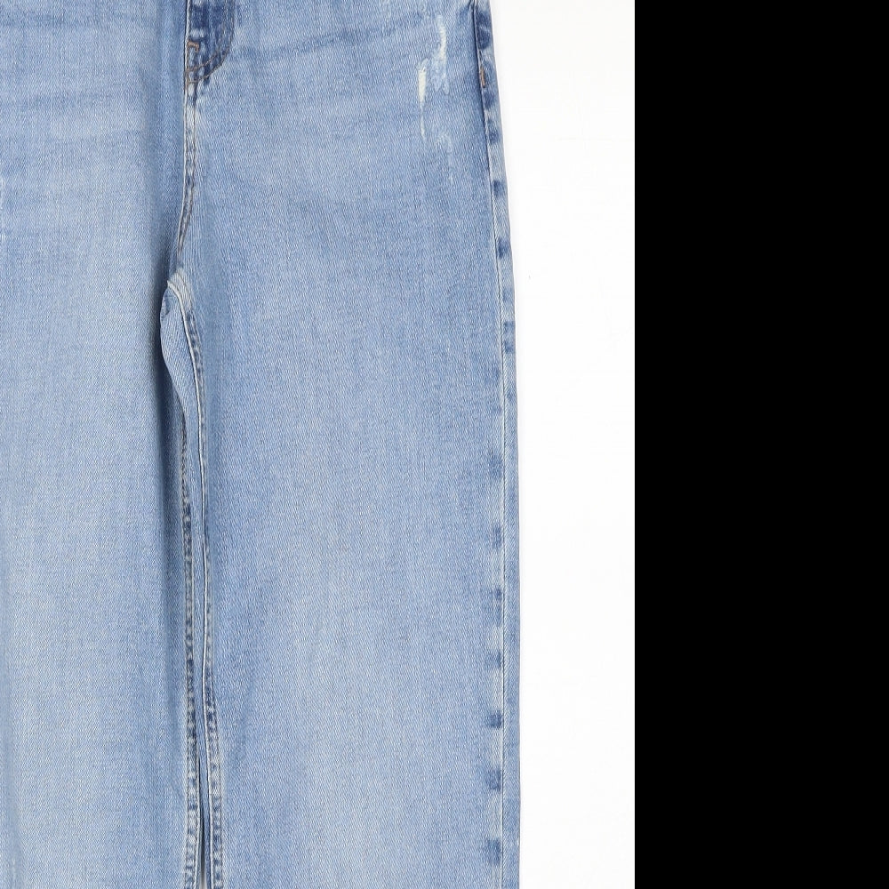 Marks and Spencer Womens Blue Cotton Straight Jeans Size 12 Regular Zip