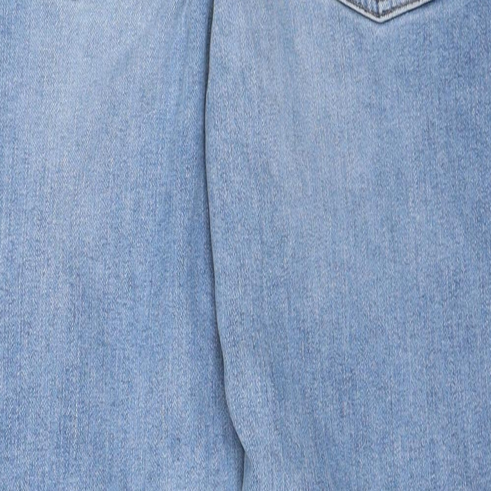 Marks and Spencer Womens Blue Cotton Straight Jeans Size 12 Regular Zip