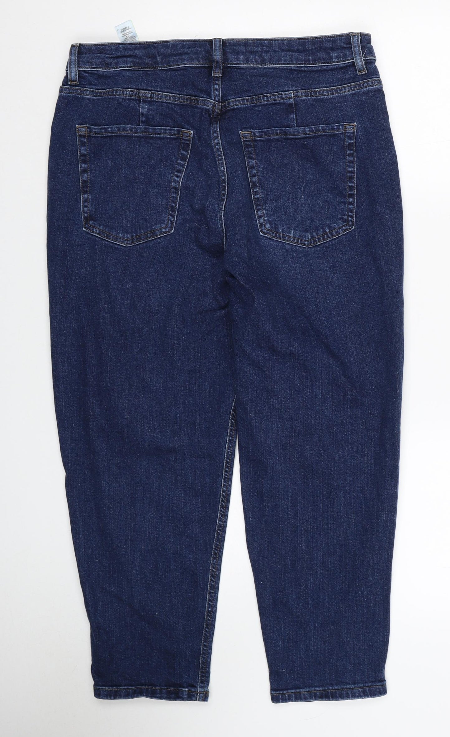 Marks and Spencer Womens Blue Cotton Straight Jeans Size 12 Regular Zip