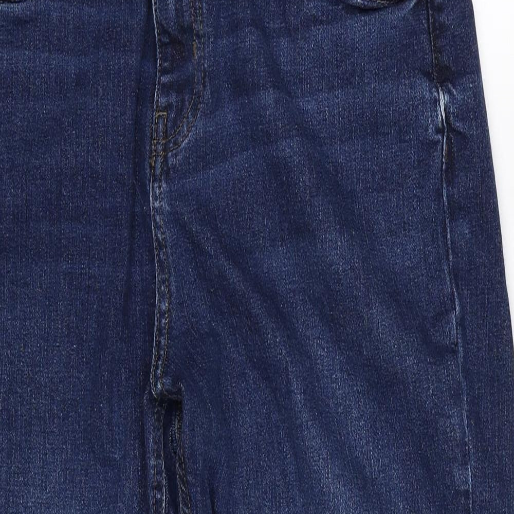 Marks and Spencer Womens Blue Cotton Straight Jeans Size 12 Regular Zip