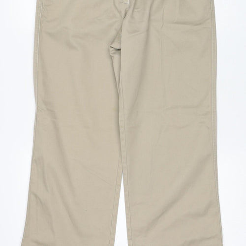 Laura Ashley Womens Beige Cotton Trousers Size 12 Regular Zip