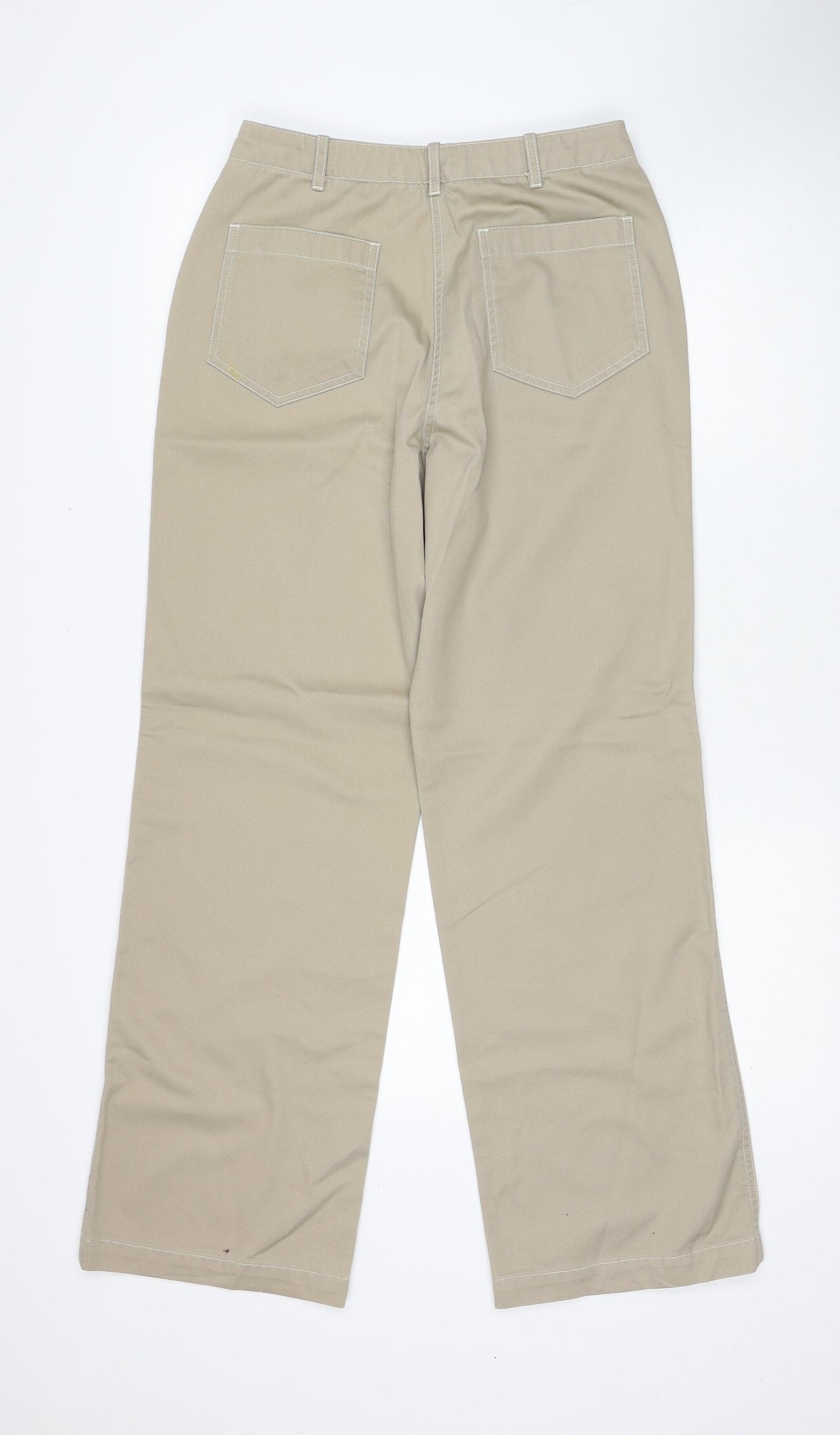 Laura Ashley Womens Beige Cotton Trousers Size 12 Regular Zip