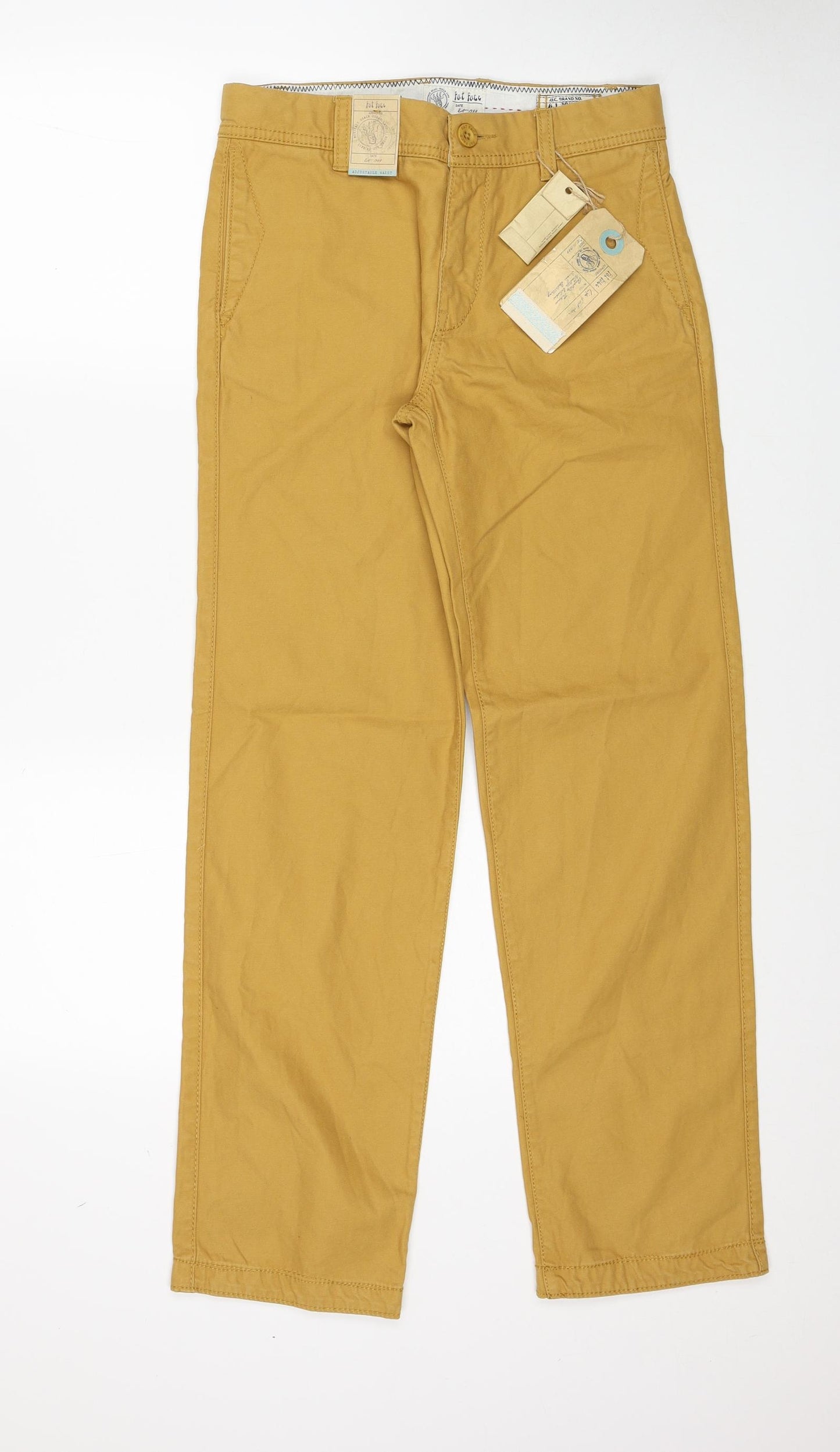 Fat Face Boys Yellow Cotton Chino Trousers Size 12-13 Years Regular Zip