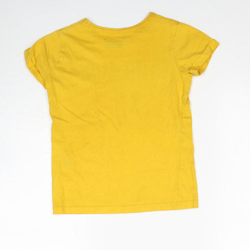 Primark Girls Yellow Cotton Basic T-Shirt Size 8-9 Years Round Neck Pullover - 0% Interested