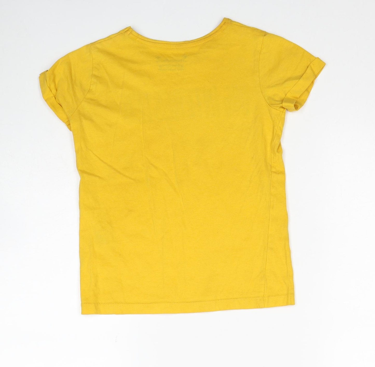 Primark Girls Yellow Cotton Basic T-Shirt Size 8-9 Years Round Neck Pullover - 0% Interested