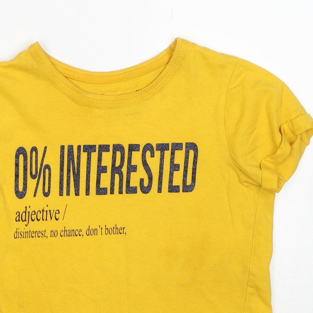 Primark Girls Yellow Cotton Basic T-Shirt Size 8-9 Years Round Neck Pullover - 0% Interested