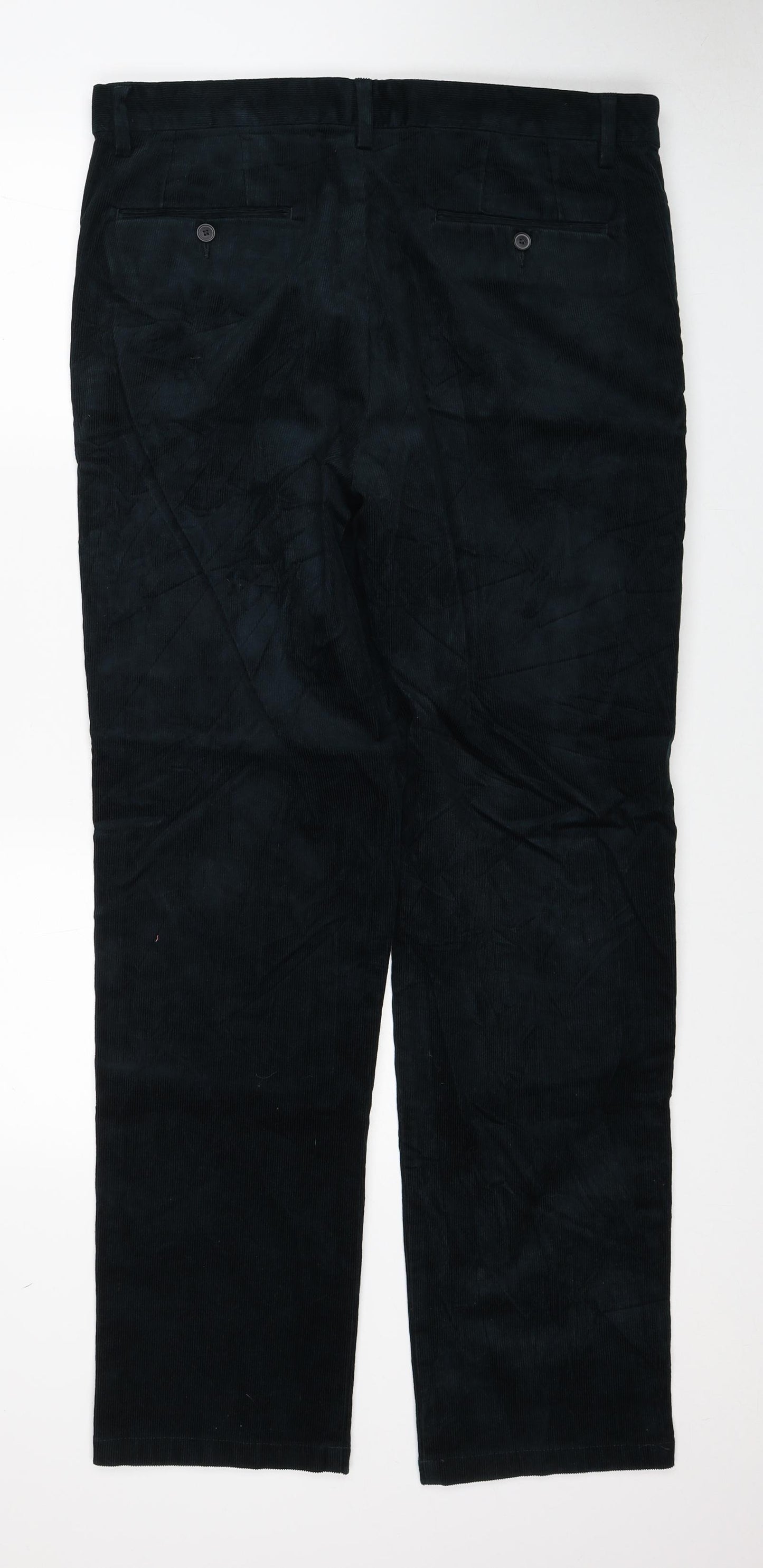 Marks and Spencer Mens Green Cotton Cargo Trousers Size 38 in L33 in Regular Zip
