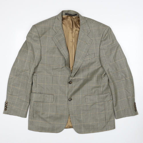 Marks and Spencer Mens Brown Plaid Wool Jacket Blazer Size 40 Regular