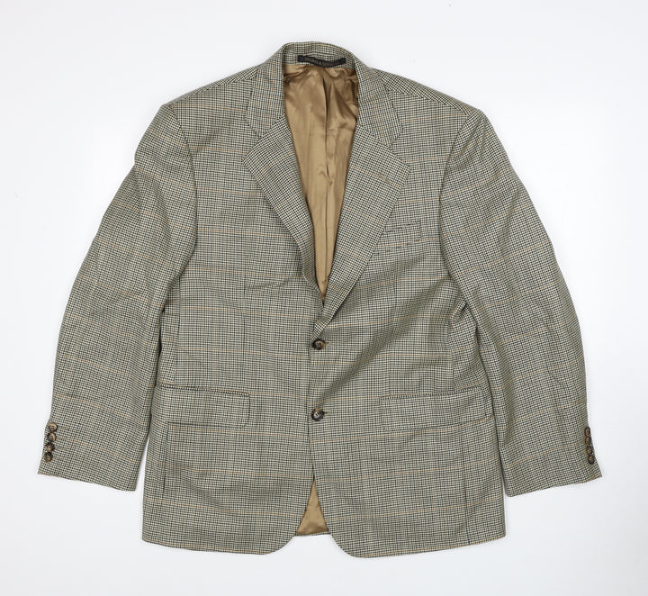Marks and Spencer Mens Brown Plaid Wool Jacket Blazer Size 40 Regular