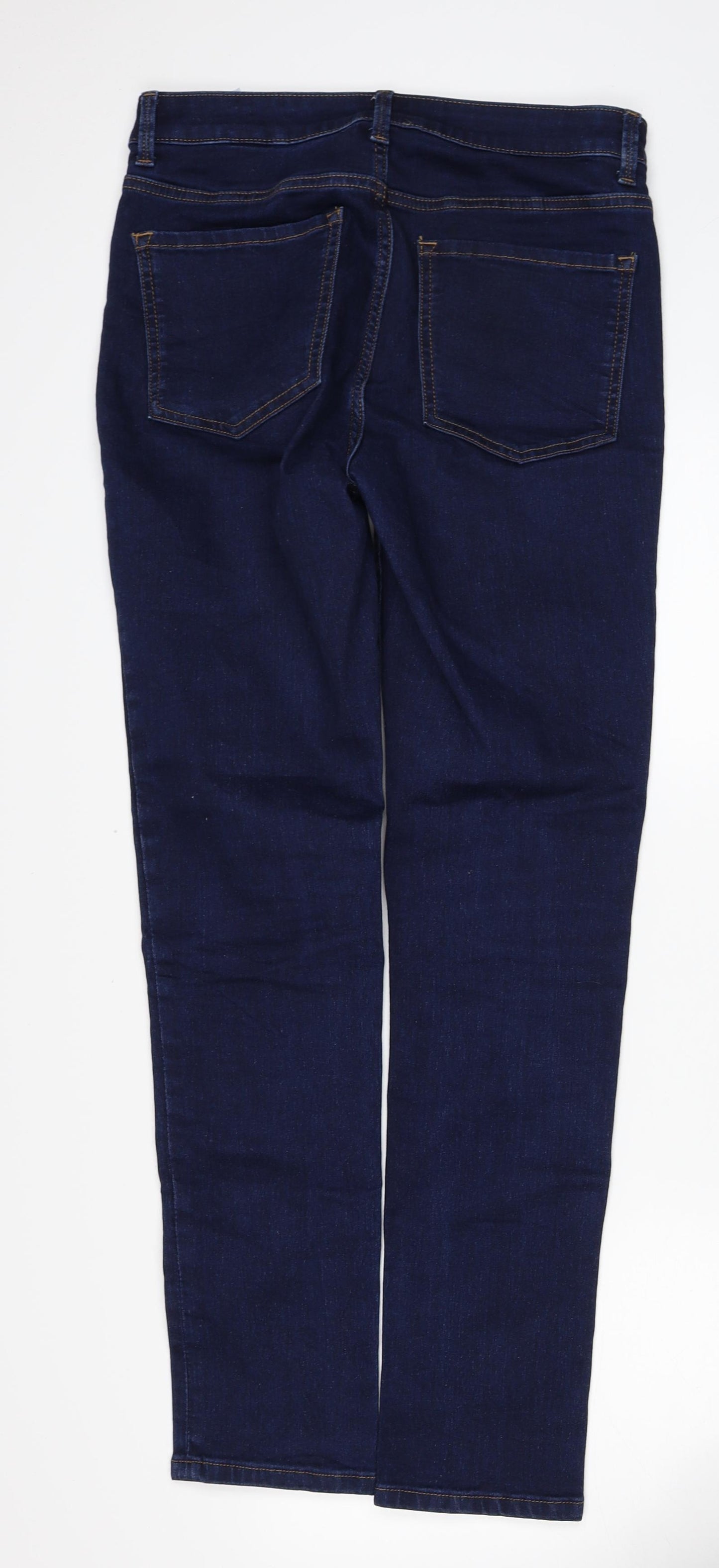 Marks and Spencer Womens Blue Cotton Skinny Jeans Size 12 Regular Zip