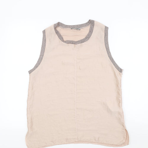 Zara Womens Pink Polyester Basic Tank Size L Round Neck