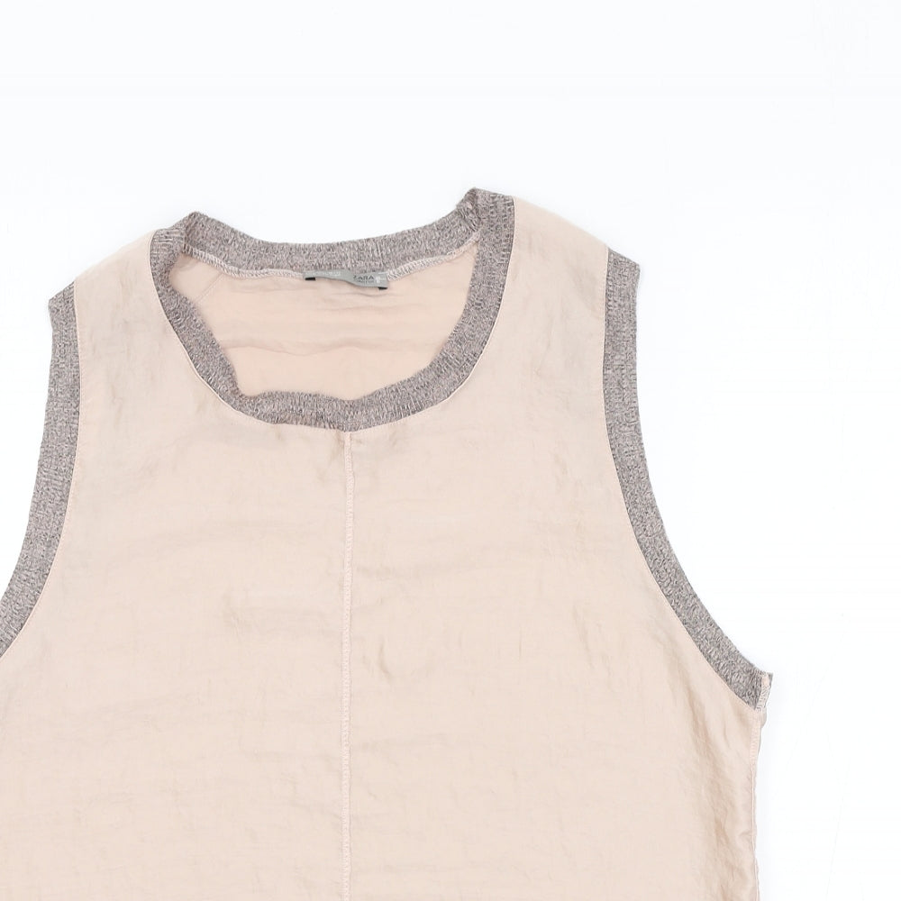 Zara Womens Pink Polyester Basic Tank Size L Round Neck