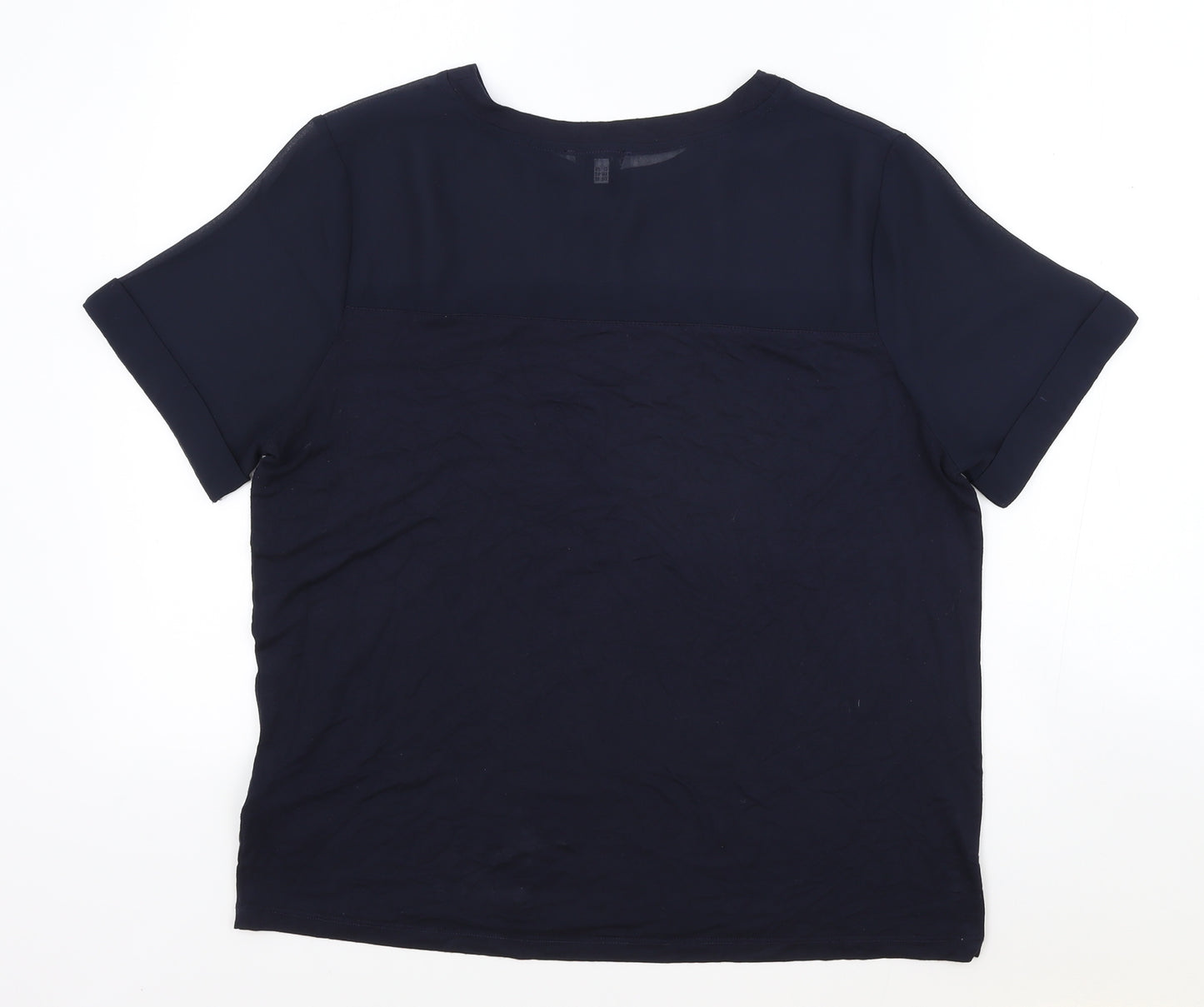 Warehouse Womens Blue Viscose Basic T-Shirt Size 14 Round Neck