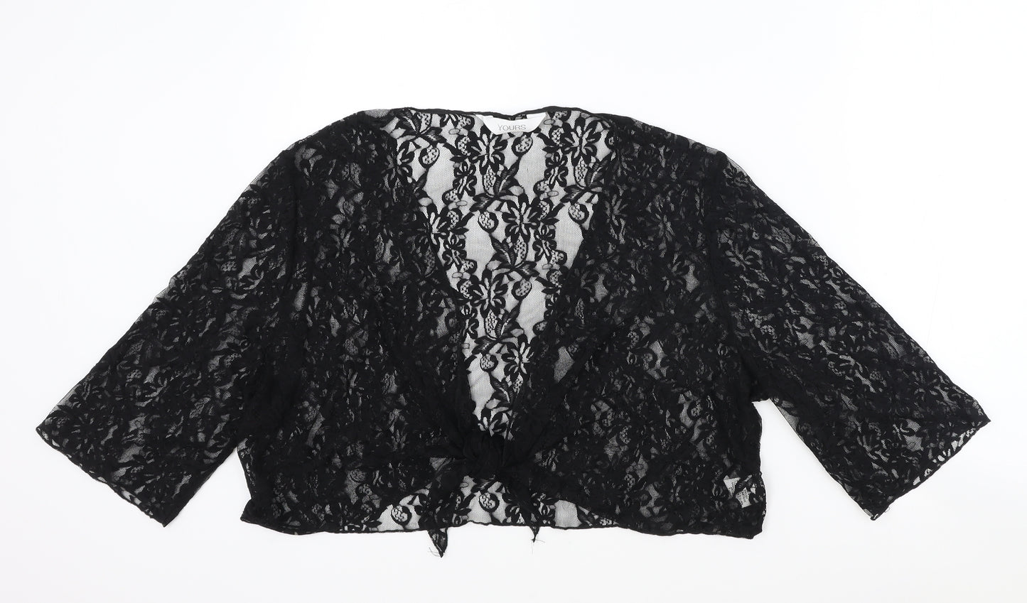 Yours Womens Black V-Neck Nylon Cardigan Jumper Size 20