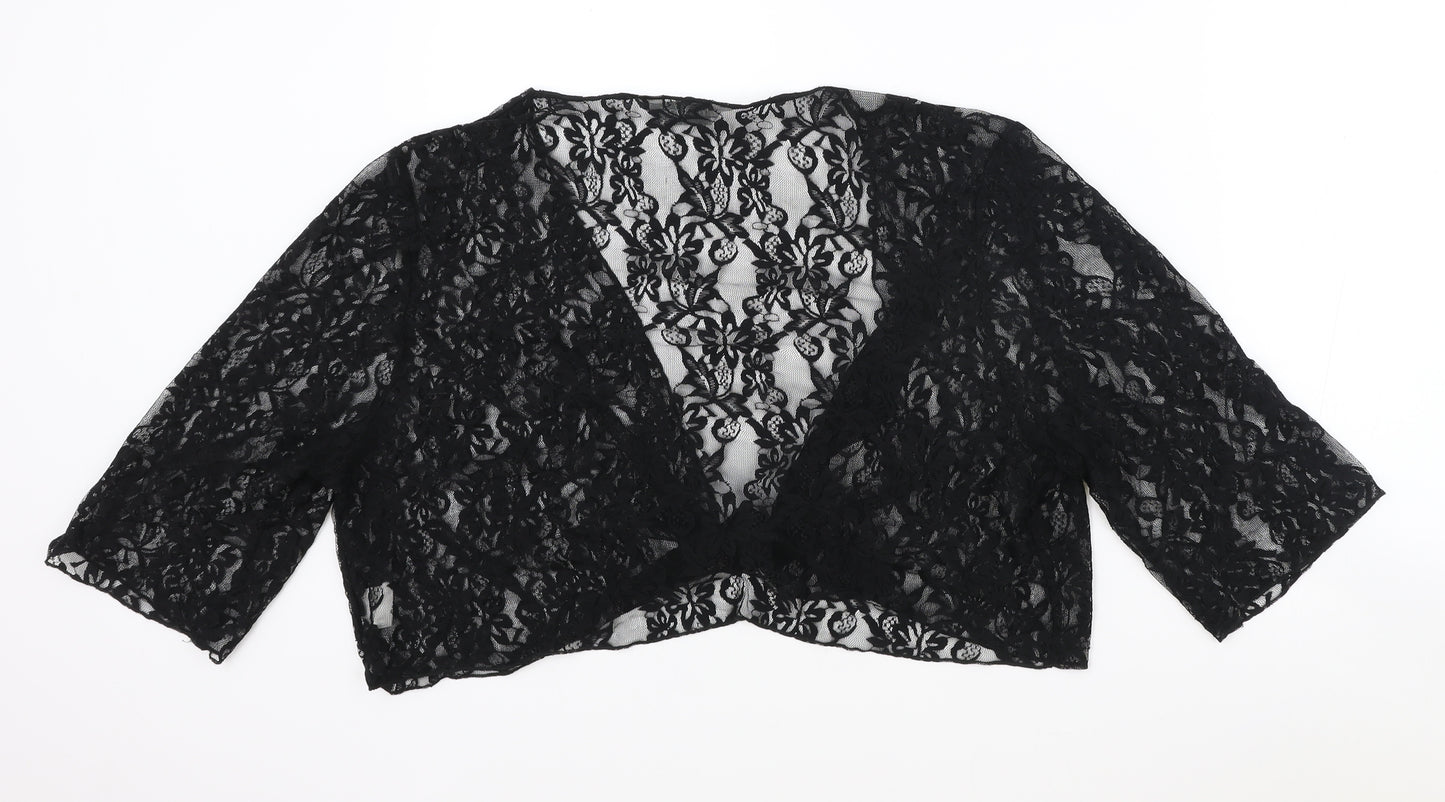 Yours Womens Black V-Neck Nylon Cardigan Jumper Size 20