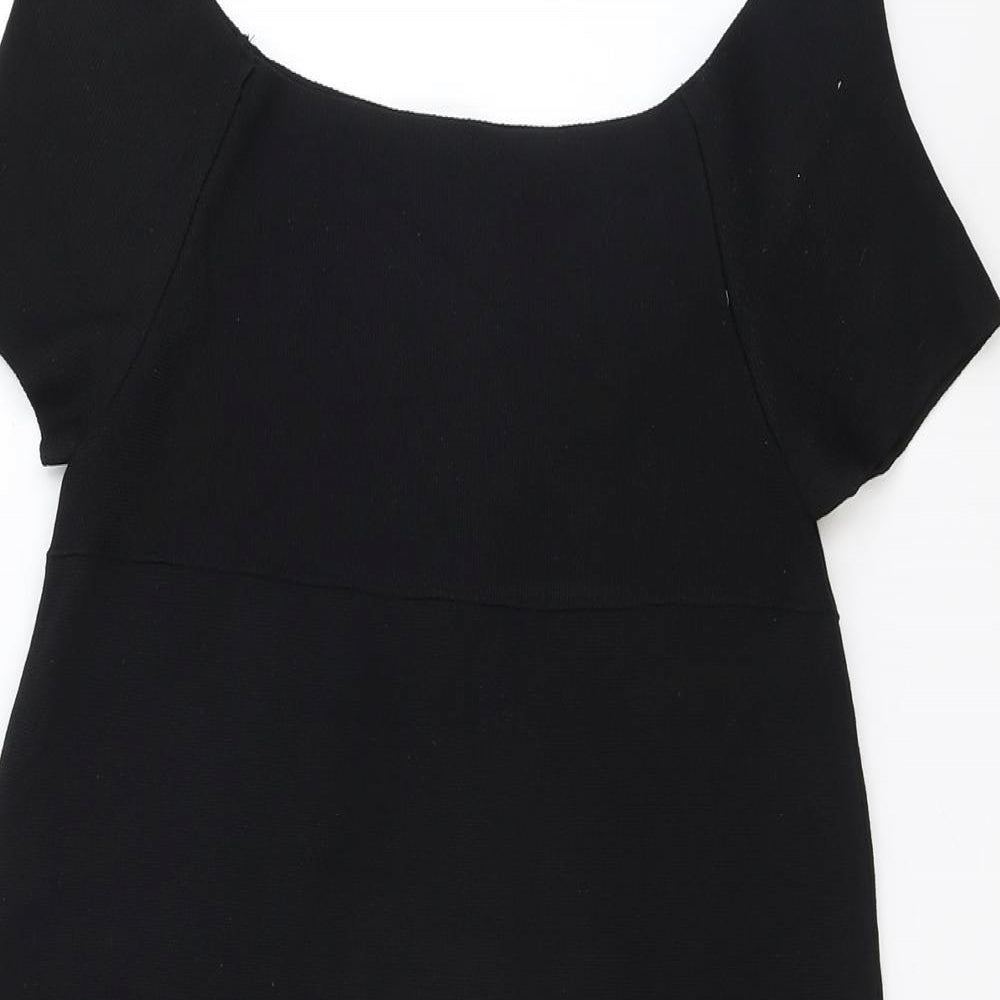 Zara Womens Black Viscose A-Line Size S Boat Neck Pullover