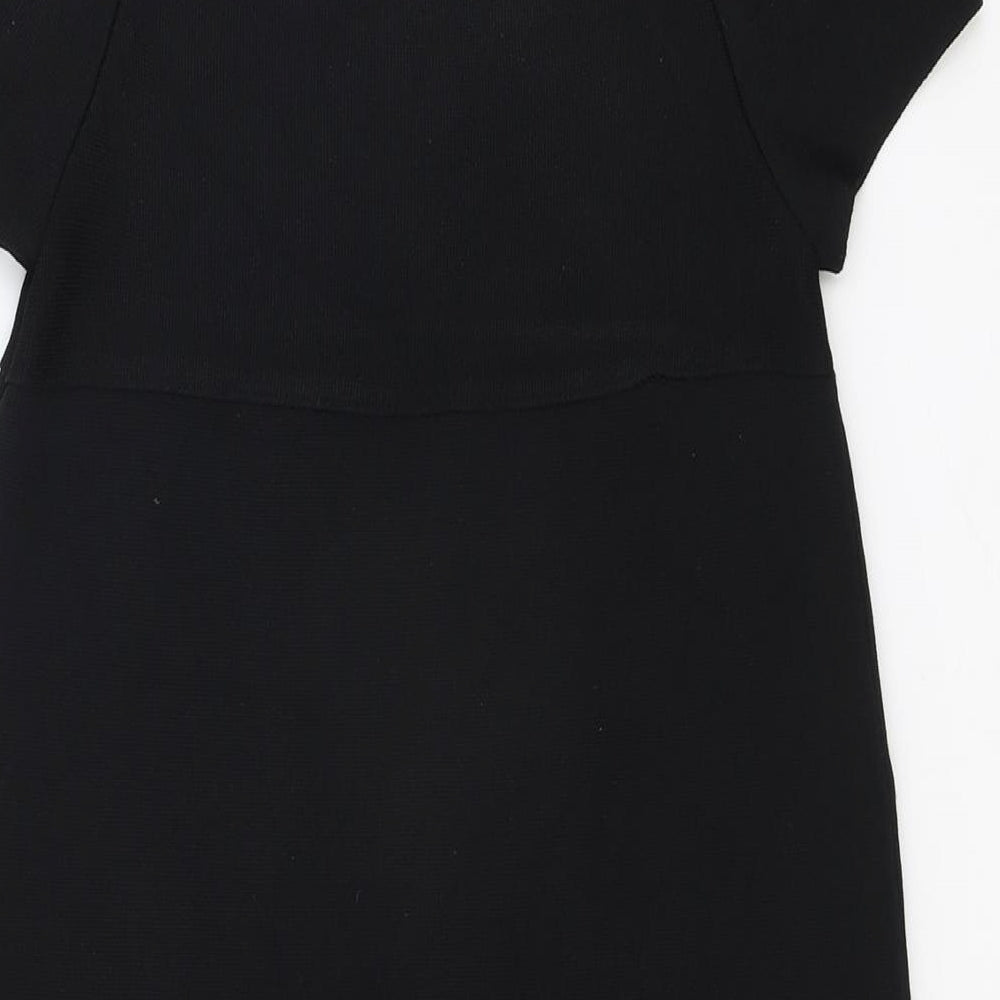 Zara Womens Black Viscose A-Line Size S Boat Neck Pullover