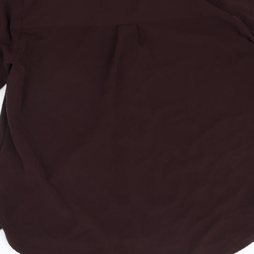 H&M Womens Brown Polyester Basic Button-Up Size 12 Collared