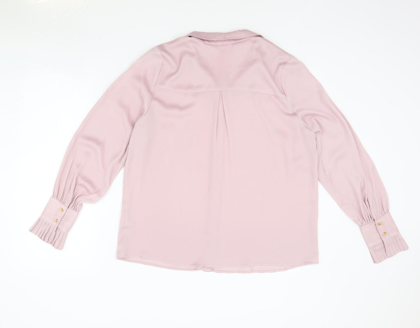 Very Womens Pink Polyester Basic Button-Up Size 14 V-Neck