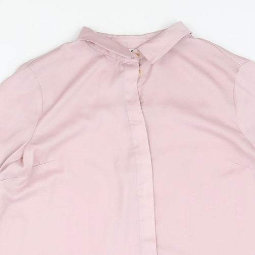 Very Womens Pink Polyester Basic Button-Up Size 14 V-Neck