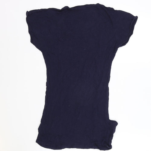 Topshop Womens Blue Viscose Basic T-Shirt Size 8 Round Neck