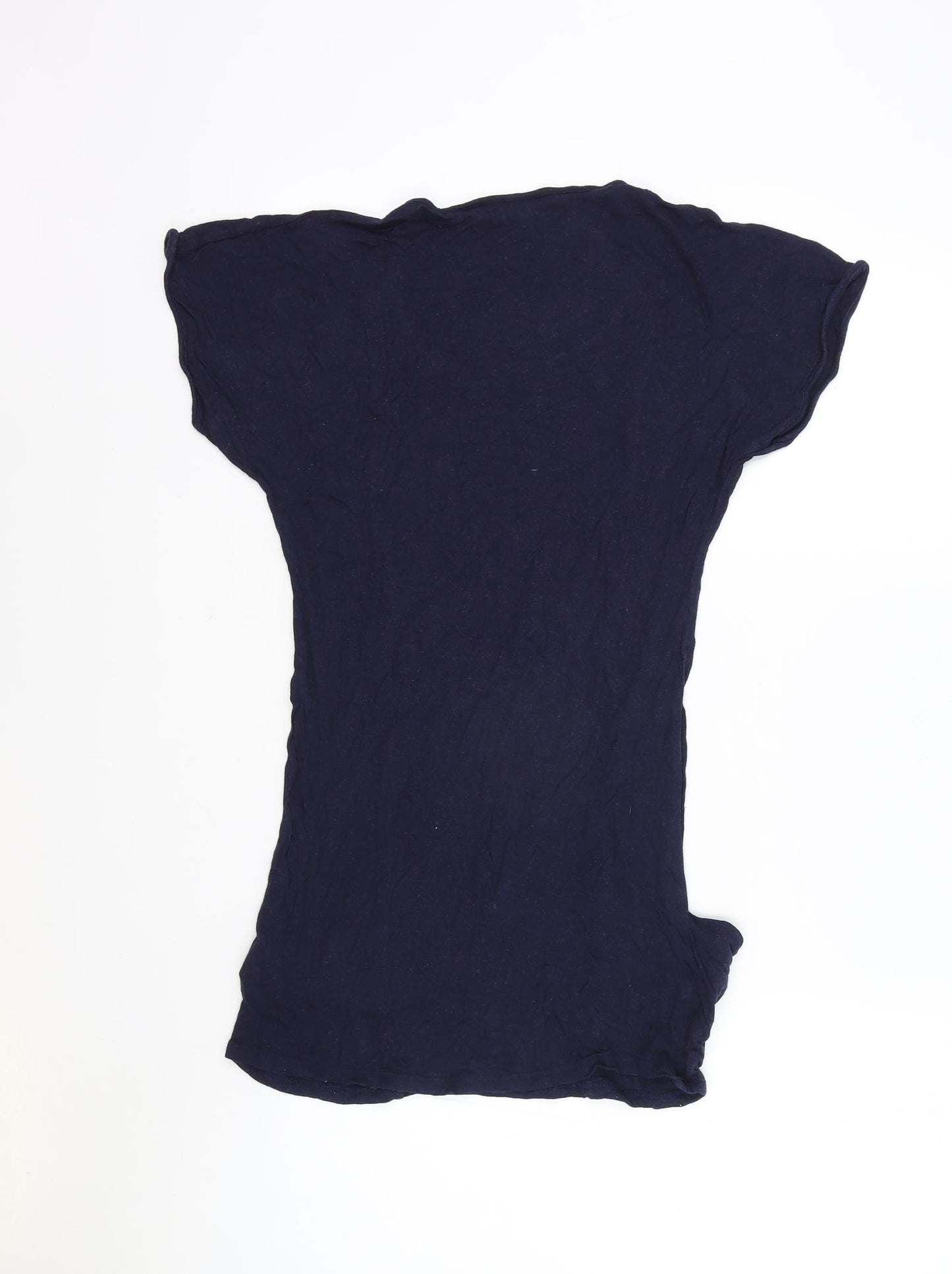 Topshop Womens Blue Viscose Basic T-Shirt Size 8 Round Neck
