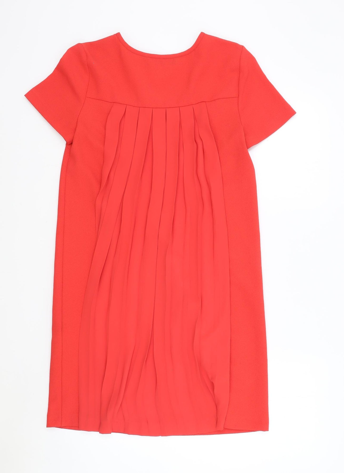 Zara Womens Red Polyester A-Line Size XS Round Neck Zip