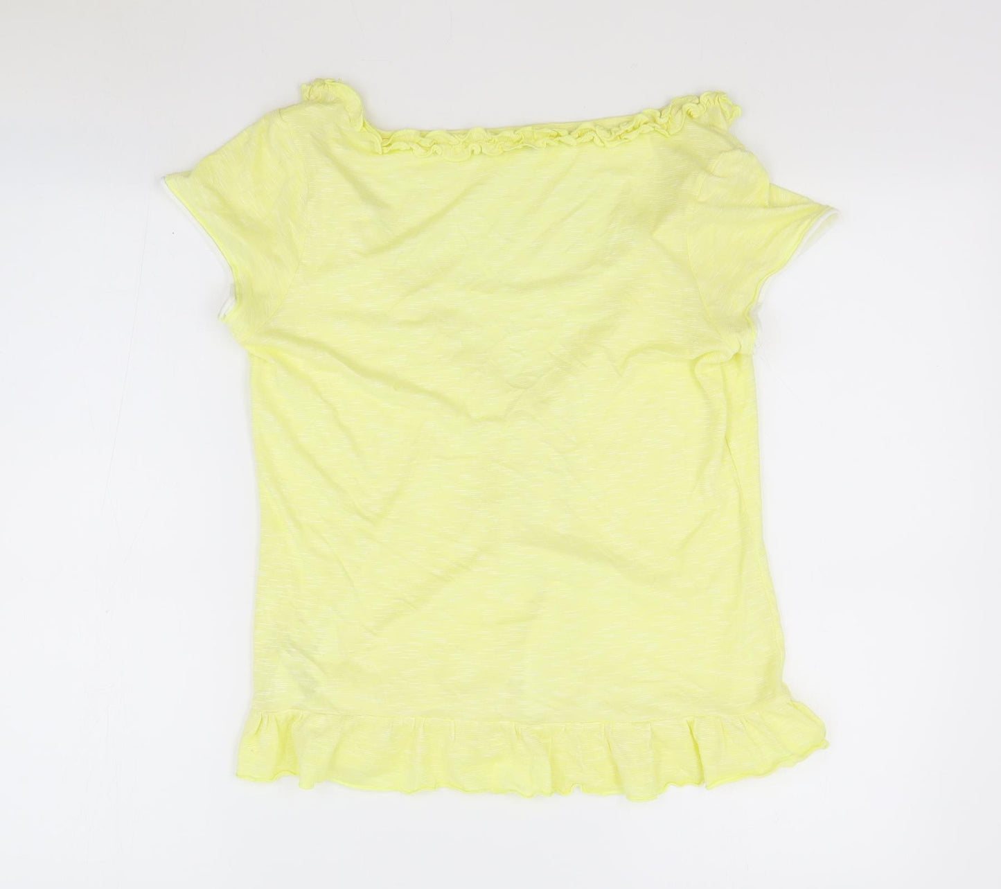 Per Una Womens Yellow Viscose Basic T-Shirt Size 12 Scoop Neck