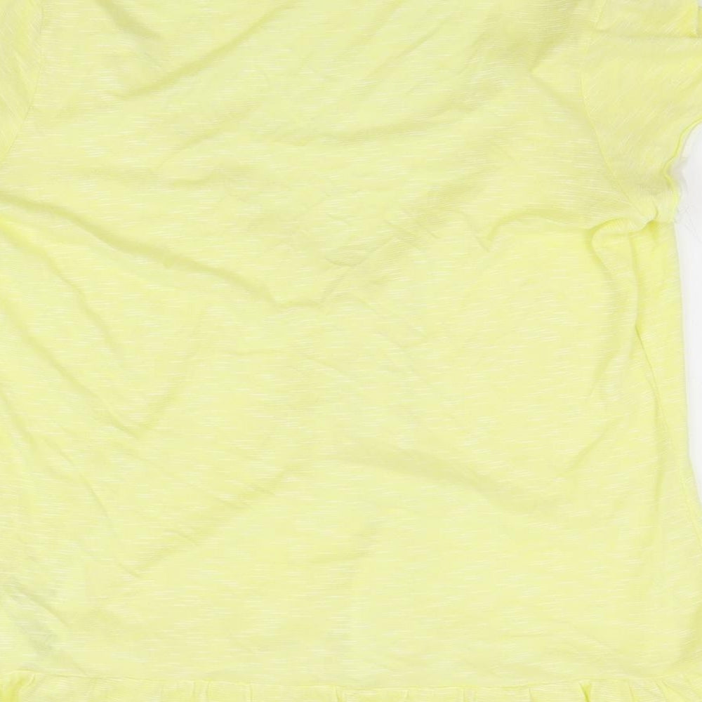 Per Una Womens Yellow Viscose Basic T-Shirt Size 12 Scoop Neck