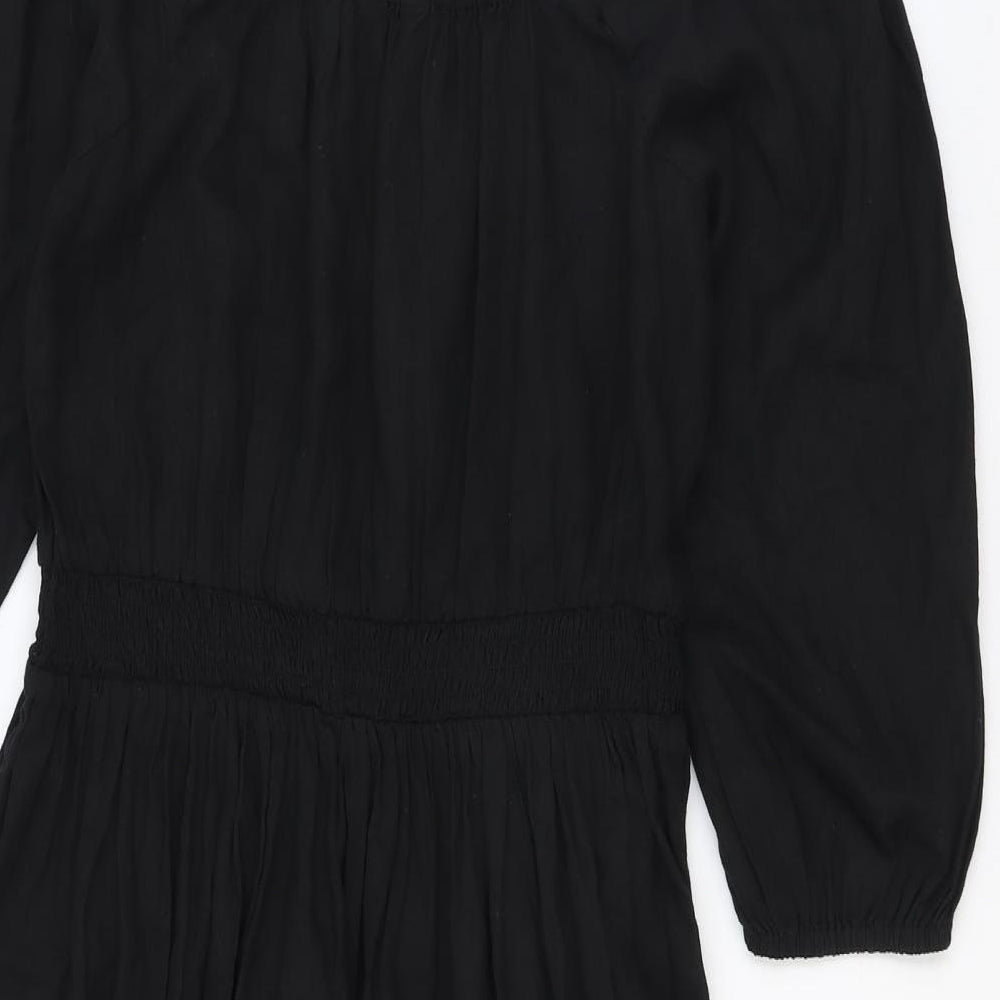 Marks and Spencer Womens Black Flax Fit & Flare Size 10 Square Neck Pullover