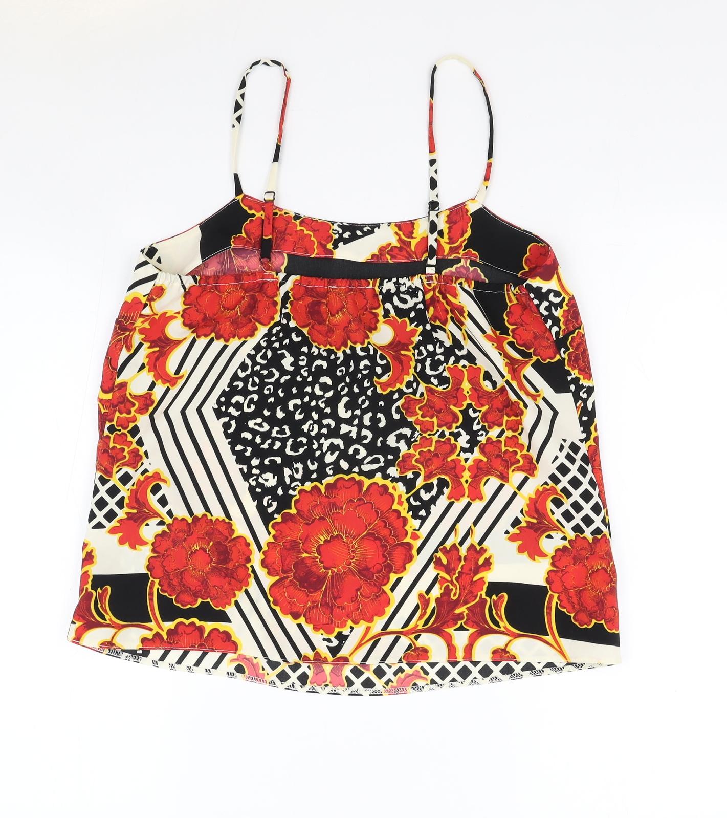 River Island Womens Multicoloured Geometric Polyester Camisole Tank Size 10 Scoop Neck