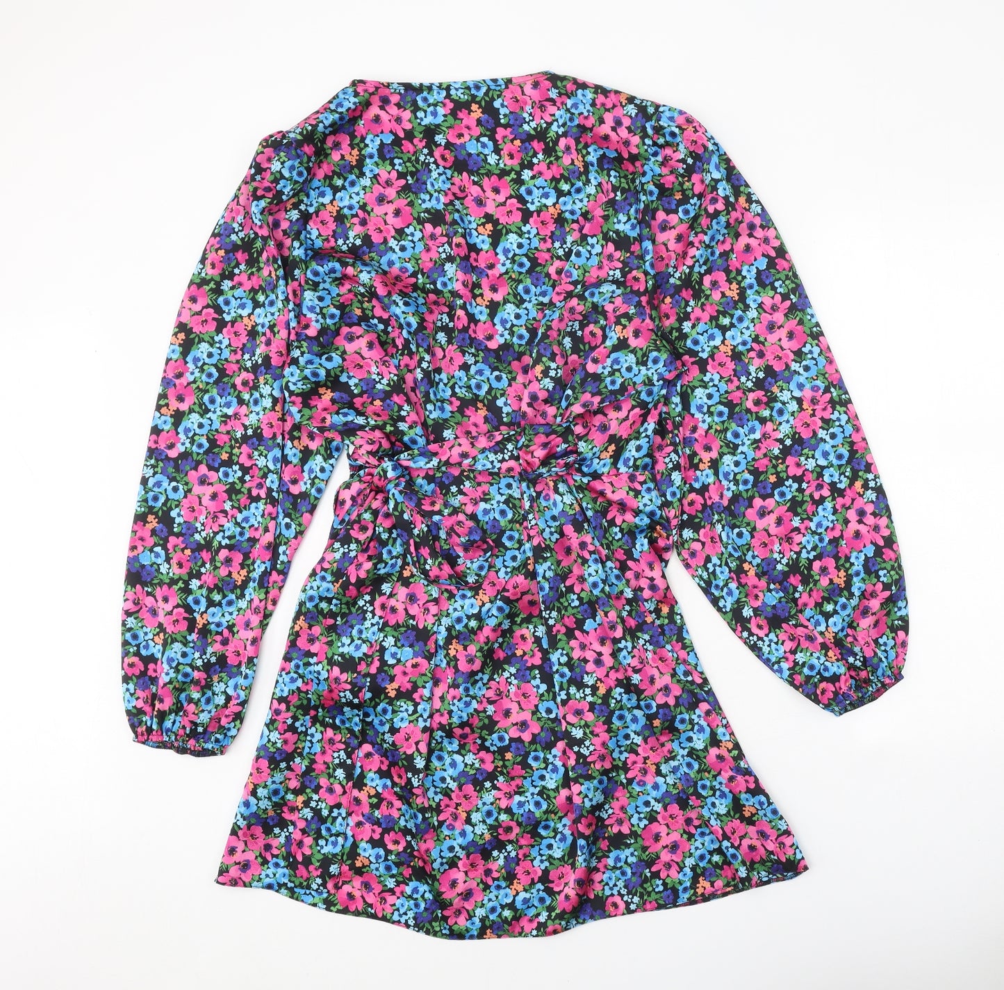 George Womens Multicoloured Floral Polyester Wrap Dress Size 20 V-Neck Tie