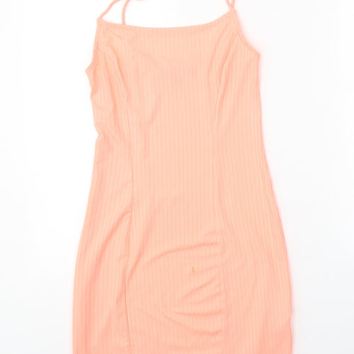 Primark Womens Pink Polyester Tank Dress Size 6 Square Neck Pullover