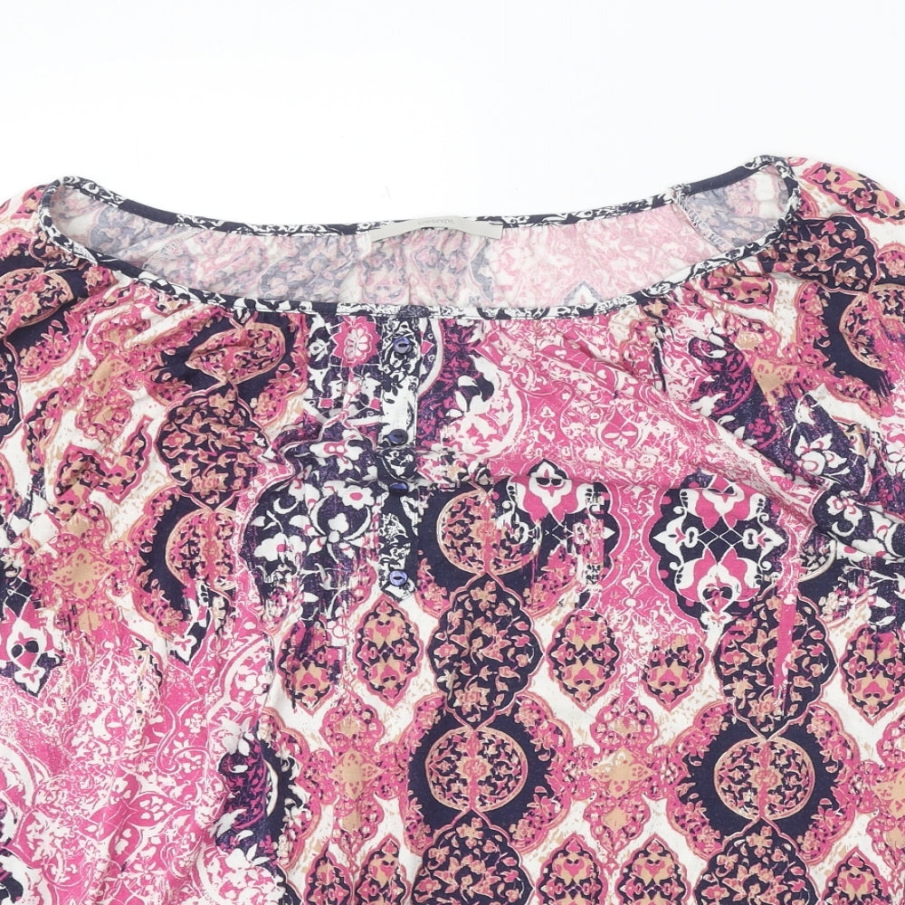 George Womens Pink Geometric Viscose Basic T-Shirt Size 14 Boat Neck