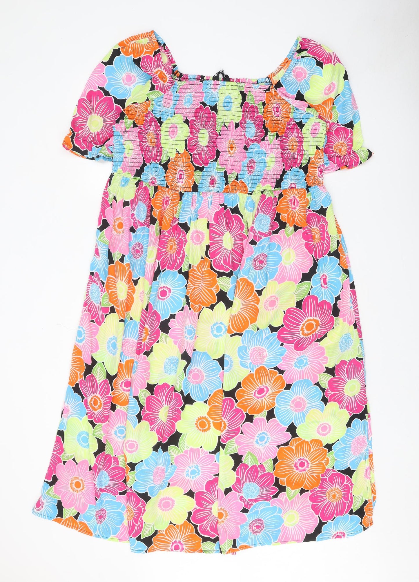 Yours Womens Multicoloured Floral Polyester A-Line Size 18 Square Neck Pullover