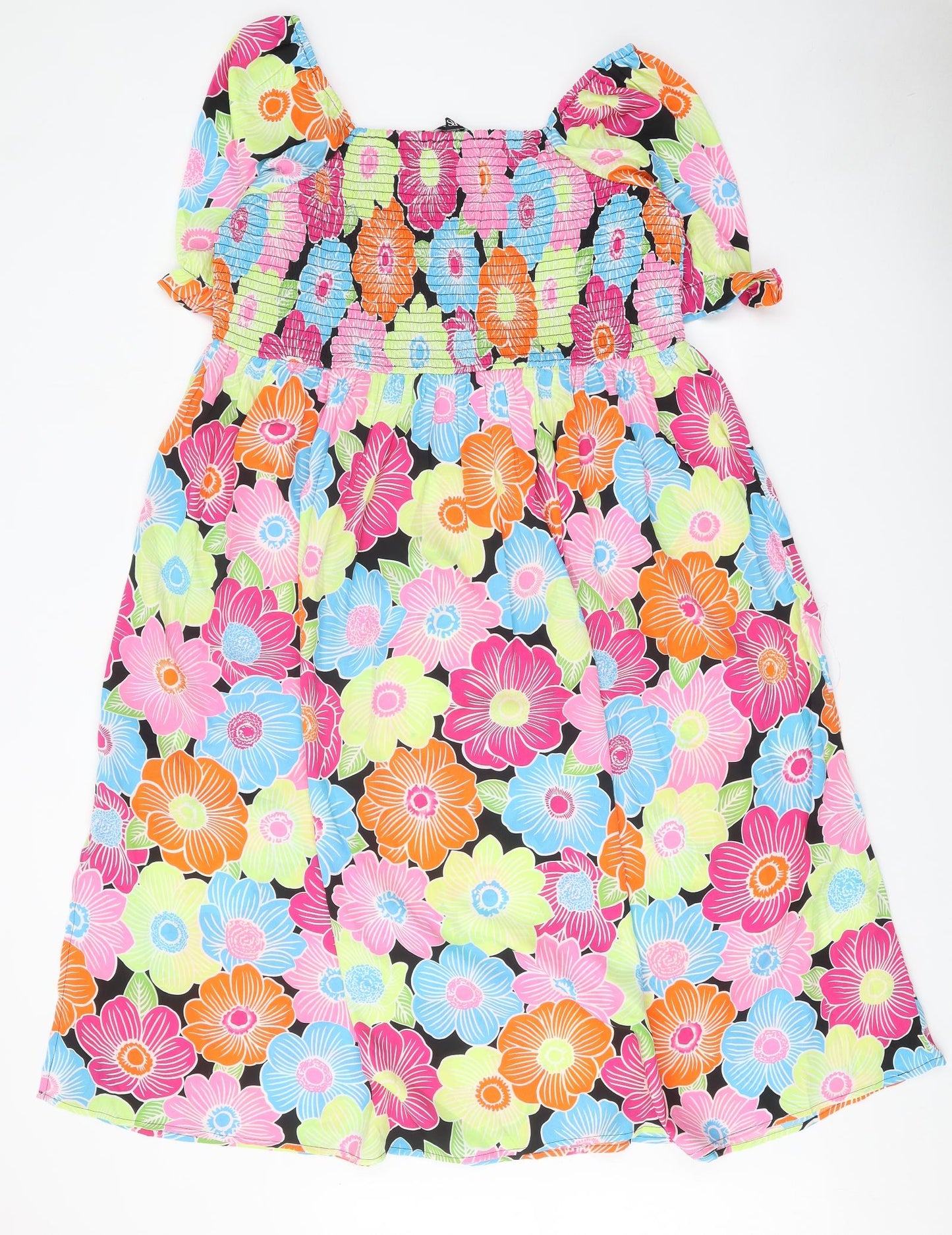 Yours Womens Multicoloured Floral Polyester A-Line Size 18 Square Neck Pullover