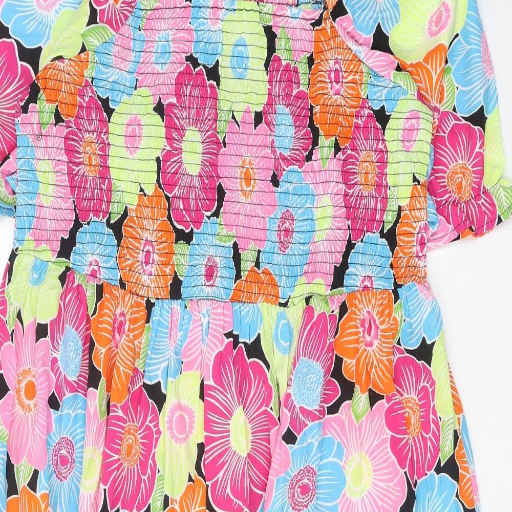 Yours Womens Multicoloured Floral Polyester A-Line Size 18 Square Neck Pullover