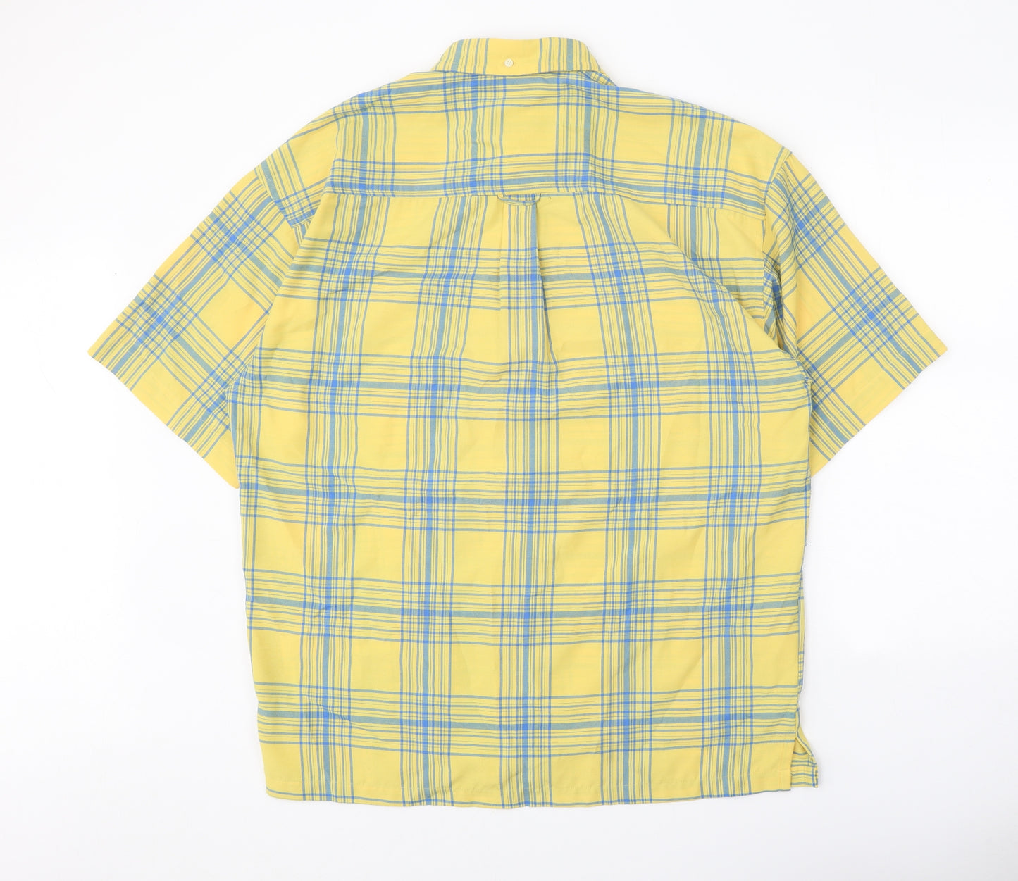 Dickens and Browne Mens Yellow Plaid Viscose Button-Up Size XL Collared Button - Size 4
