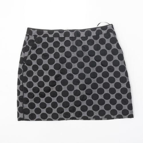 Oasis Womens Black Polka Dot Cotton Straight & Pencil Skirt Size 10 Zip