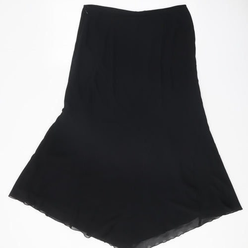 Preworn Womens Black Geometric Polyester Swing Skirt Size 12 Zip