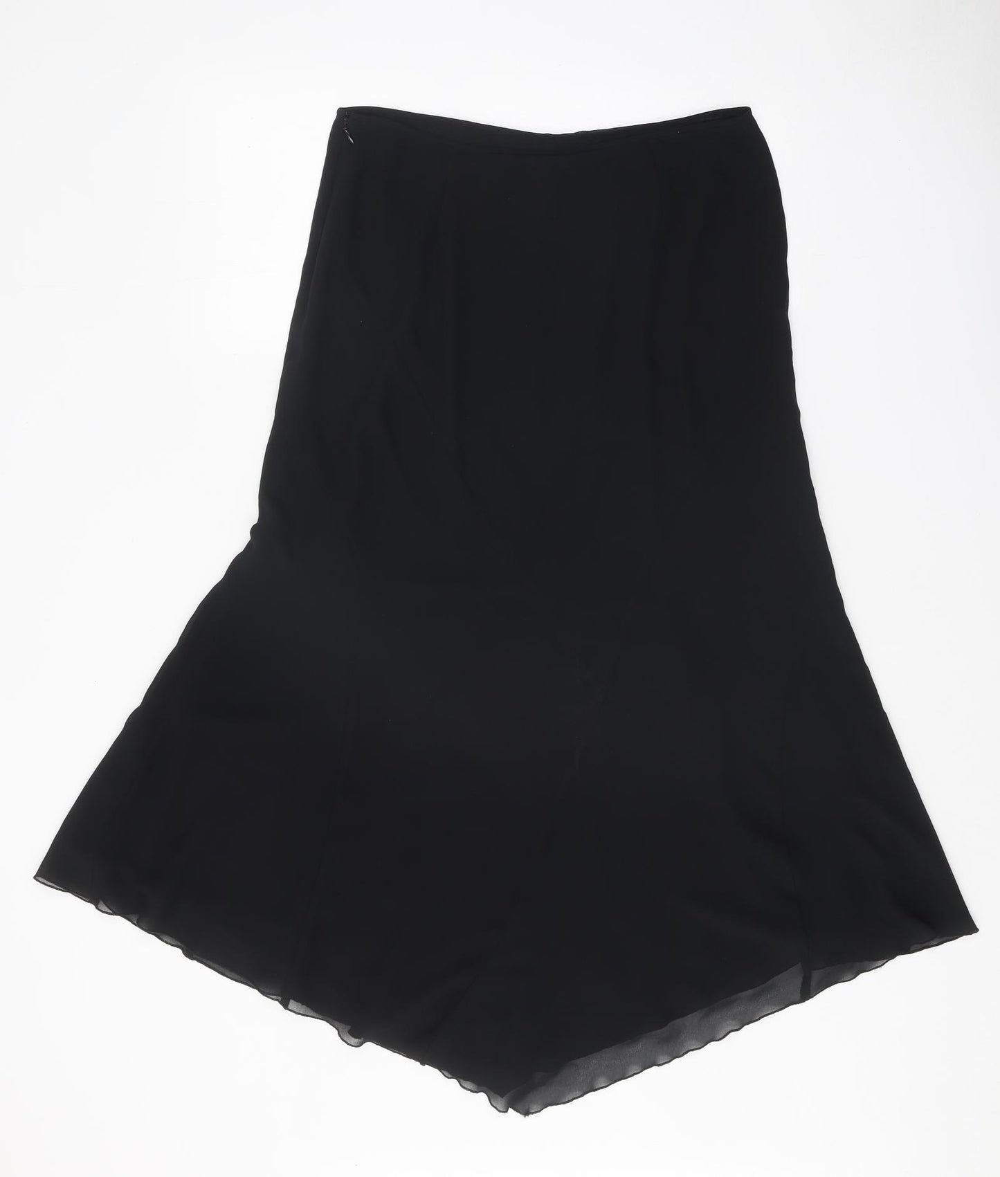 Preworn Womens Black Geometric Polyester Swing Skirt Size 12 Zip