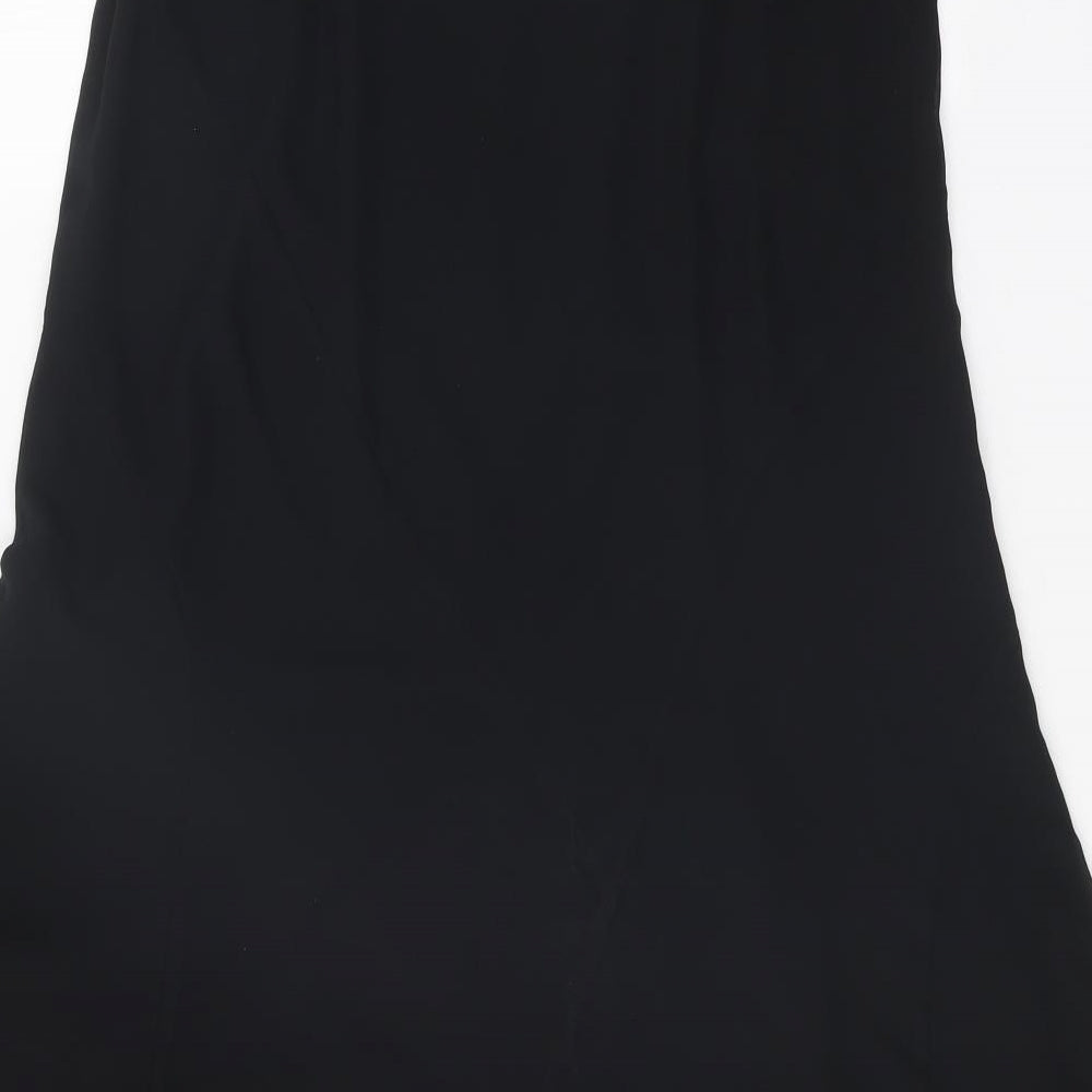 Preworn Womens Black Geometric Polyester Swing Skirt Size 12 Zip