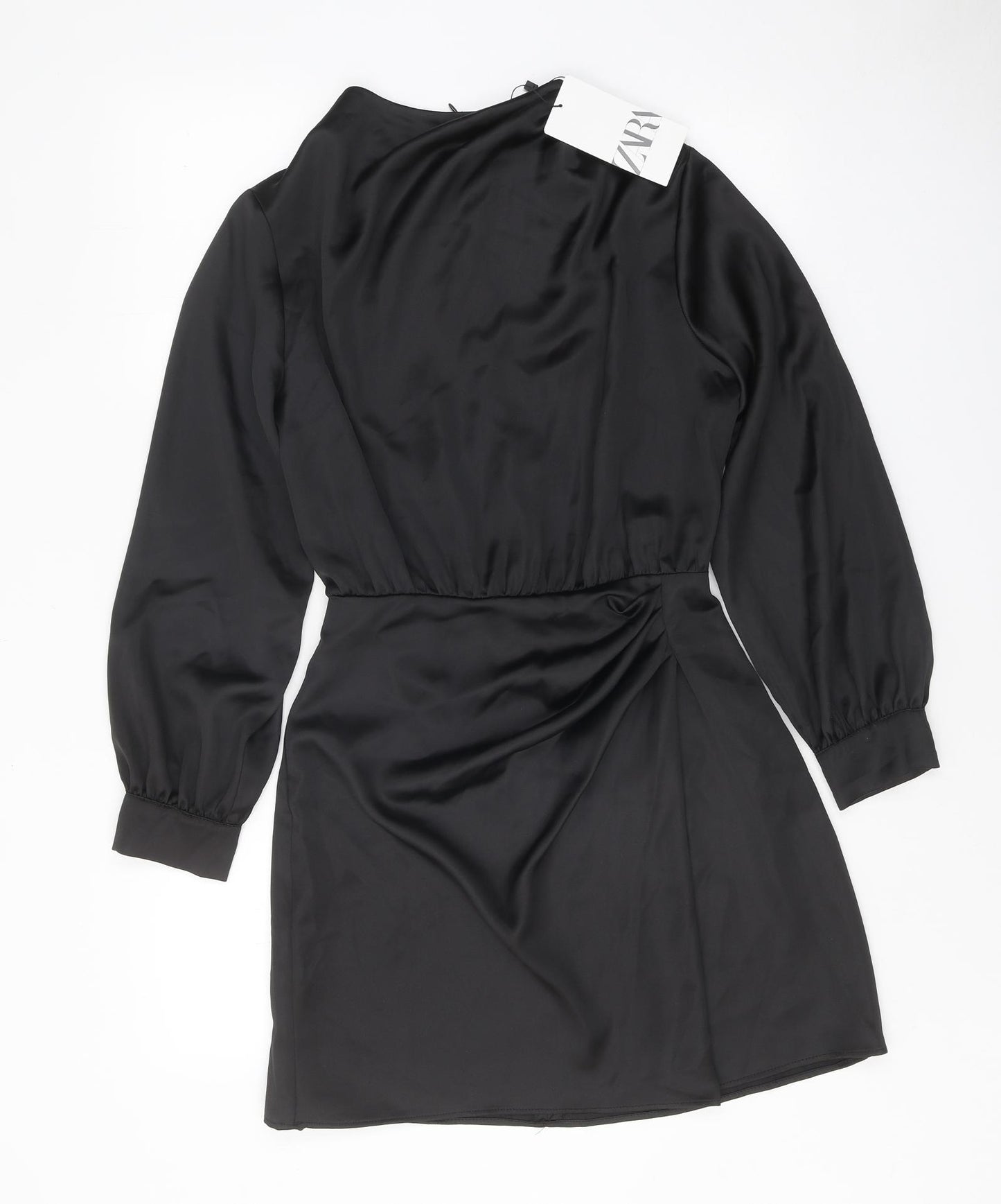 Zara Womens Black Polyester Fit & Flare Size XS Round Neck Zip