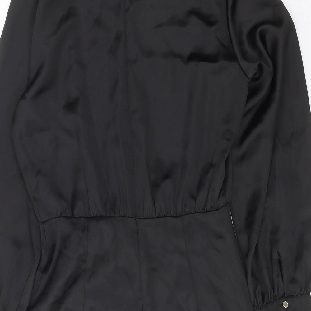 Zara Womens Black Polyester Fit & Flare Size XS Round Neck Zip