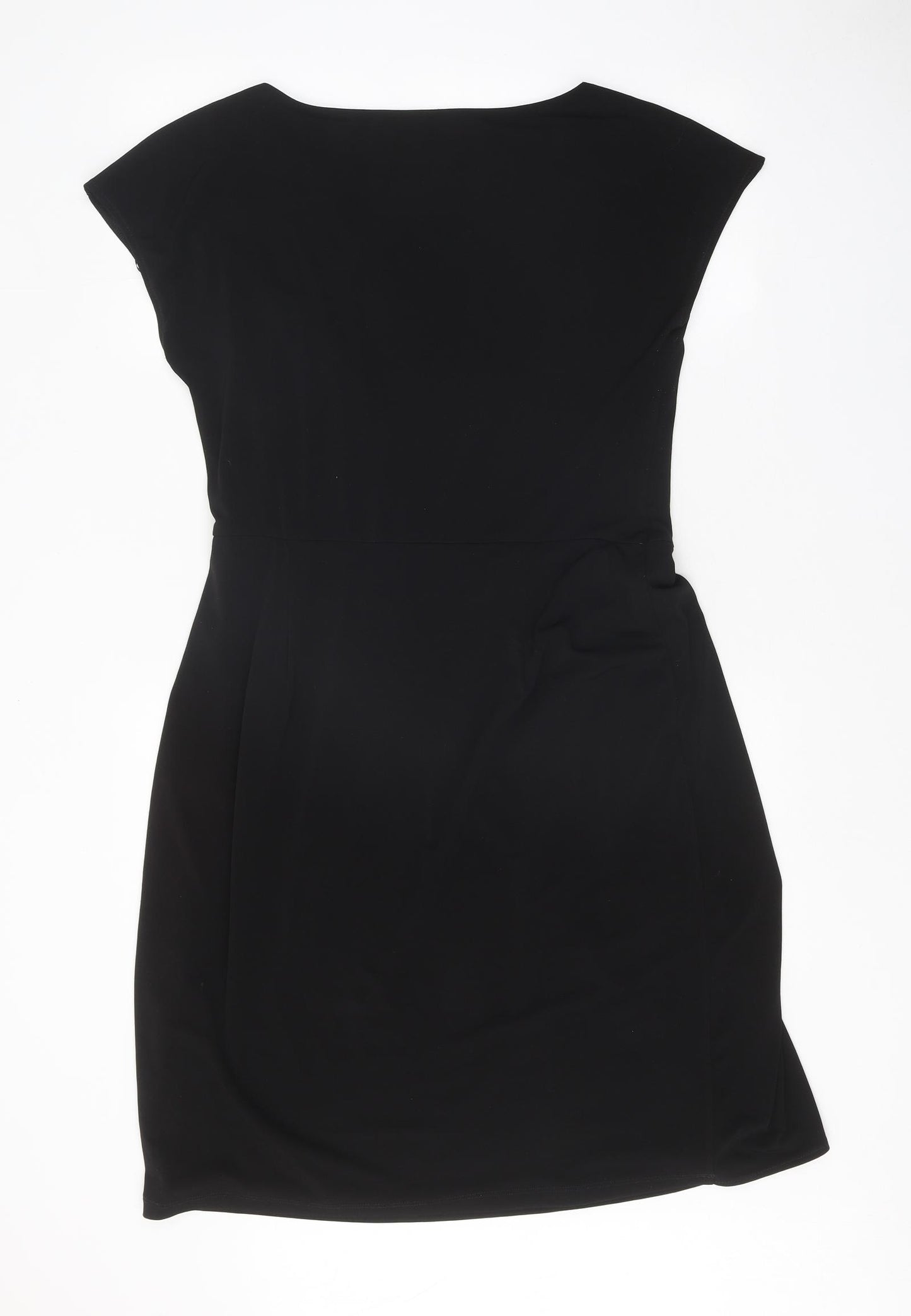 Marks and Spencer Womens Black Herringbone Polyester A-Line Size 16 Round Neck Pullover