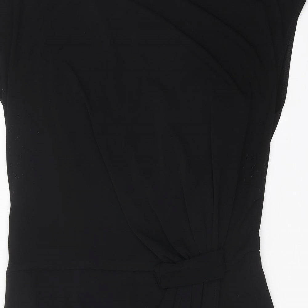 Marks and Spencer Womens Black Herringbone Polyester A-Line Size 16 Round Neck Pullover