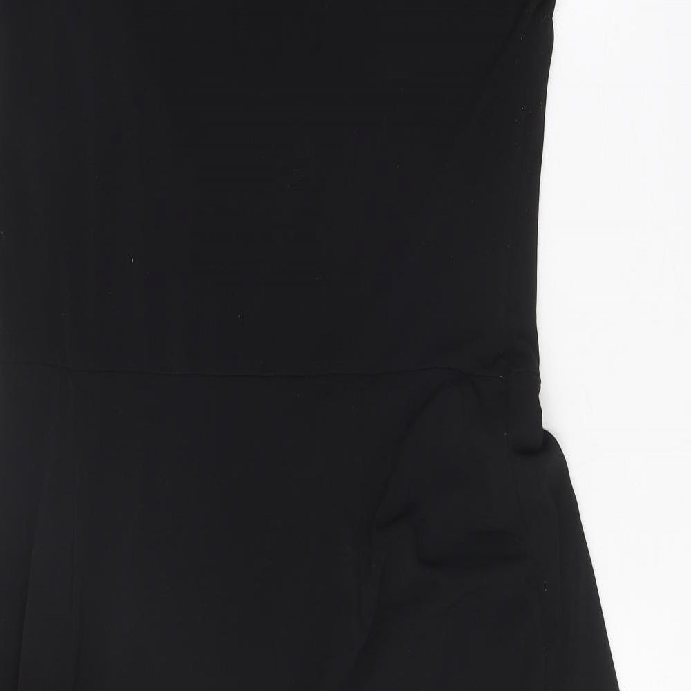 Marks and Spencer Womens Black Herringbone Polyester A-Line Size 16 Round Neck Pullover