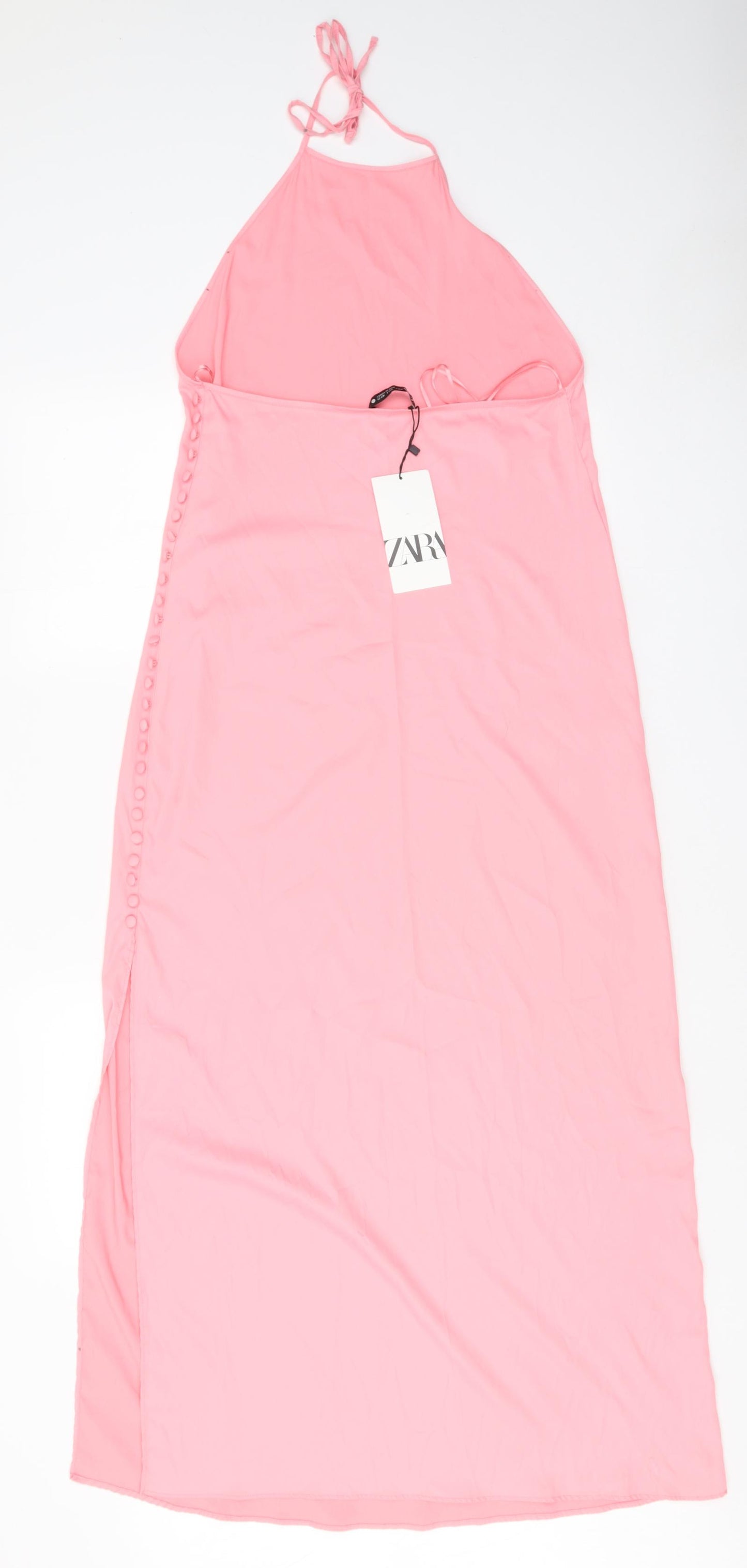 Zara Womens Pink Polyester Maxi Size S Halter Tie